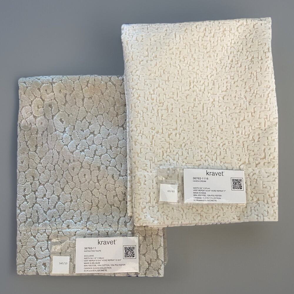 2 Kravet Candice Olson Cut Velour Upholstery Samples 25"x25" orig 240/yd
